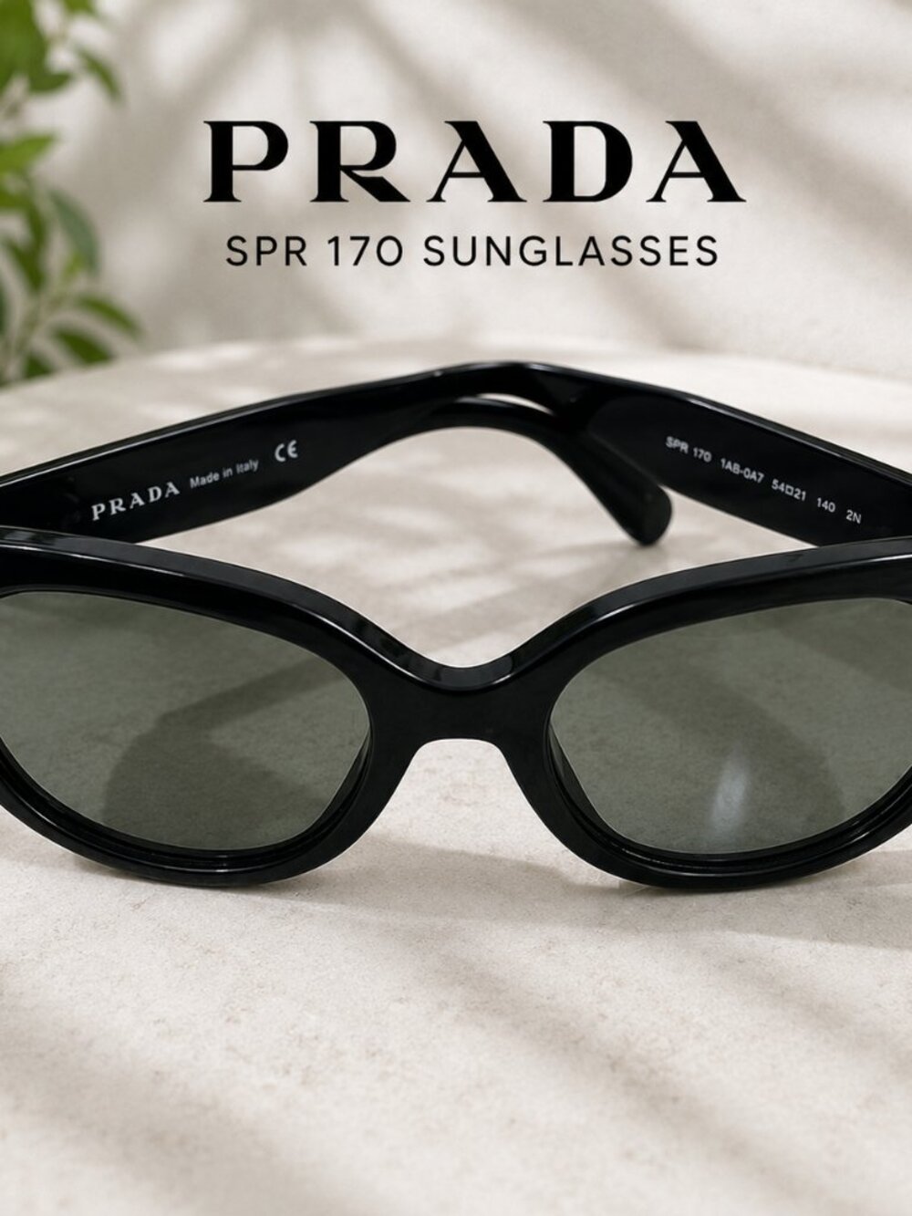 Prada SPR 17O Black Oval Sunglasses Y2K Italy Designer Frames